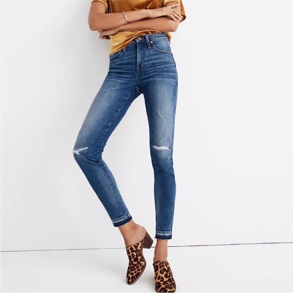 Madewell 9" High Rise Skinny Jean In Distressed York Wash - Size 26P